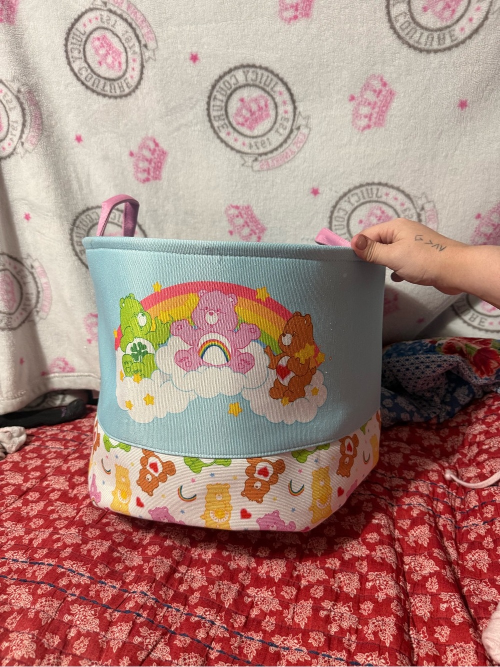 Care Bears Canvas Storage Bin in Light Blue and Pink